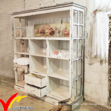 Shabby Chic Farmhouse Vintage estante de madera blanco hecho a mano y Bookshlf